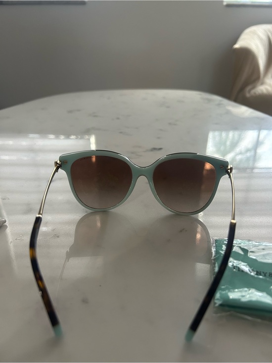 Tiffany & Co Black Frame Sunglasses with Brown Gradient Lenses and Gold Temples main image 5